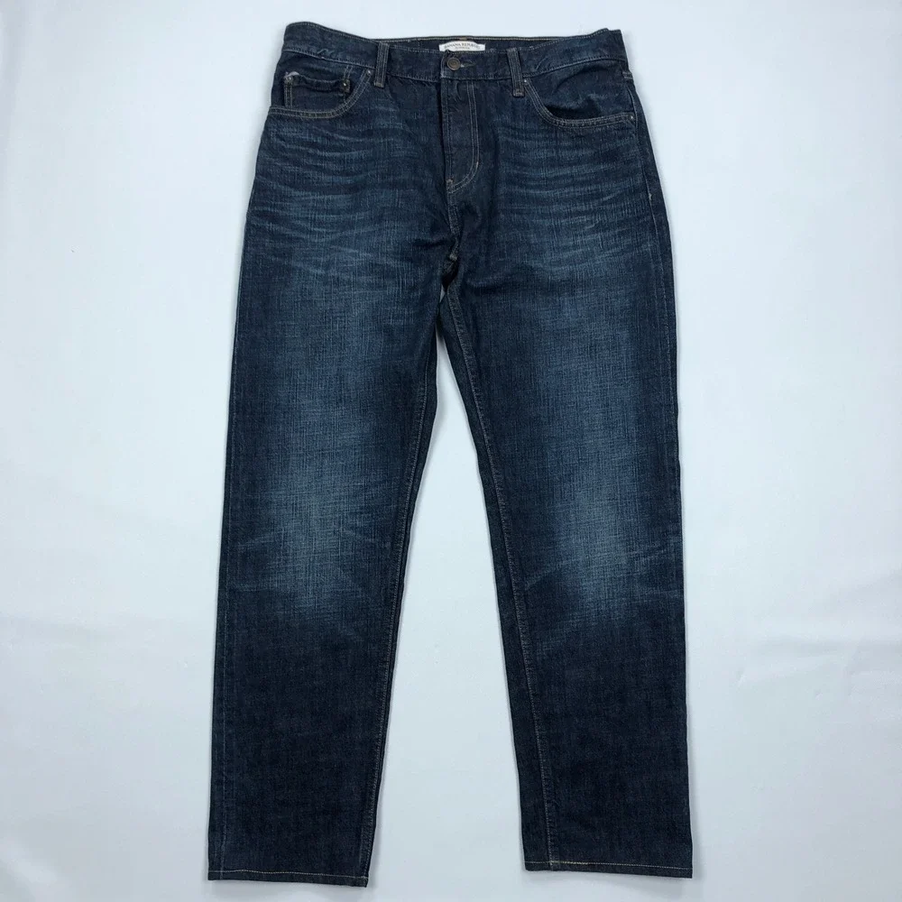 Banana Republic Selvedge Slim Jeans Mens 33 Dark Wash Indigo Red Line Denim